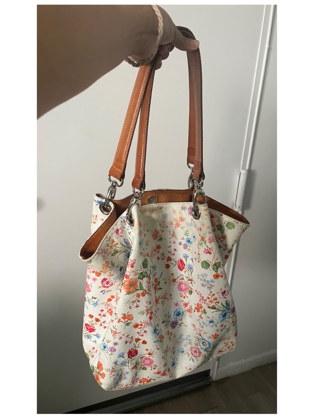 Maurizio Taiuti floral print leather handbag
